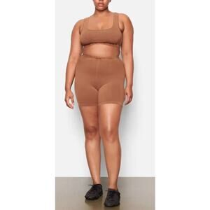 SKIMS Women's Outdoor Basics Bralette And Bike Shorts Camel Size Large NWOT
